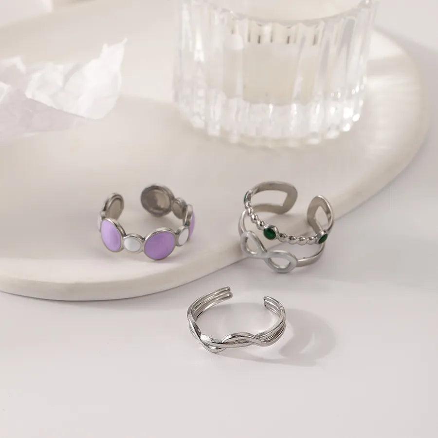 Wholesale Jewelry Fashion Geometric Stainless Steel Artificial Gemstones 18K Gold Plated Plating Rings - Lilah jewellery boutique