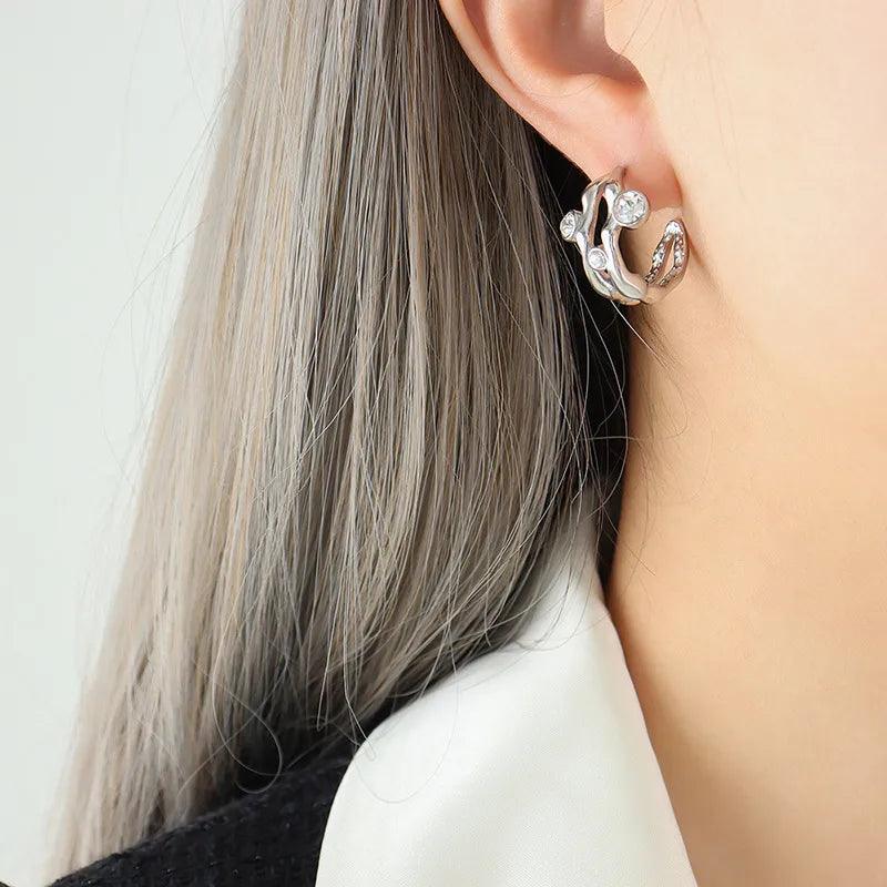 1 Pair Simple Style Solid Color Inlay 304 Stainless Steel 18K Gold Plated Earrings - Lilah jewellery boutique