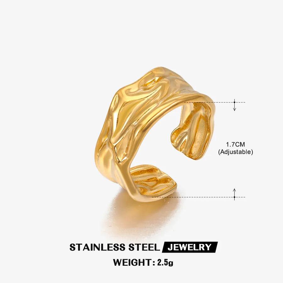 Wholesale Jewelry Hip-Hop Geometric 304 Stainless Steel 18K Gold Plated Plating Open Ring - Lilah jewellery boutique