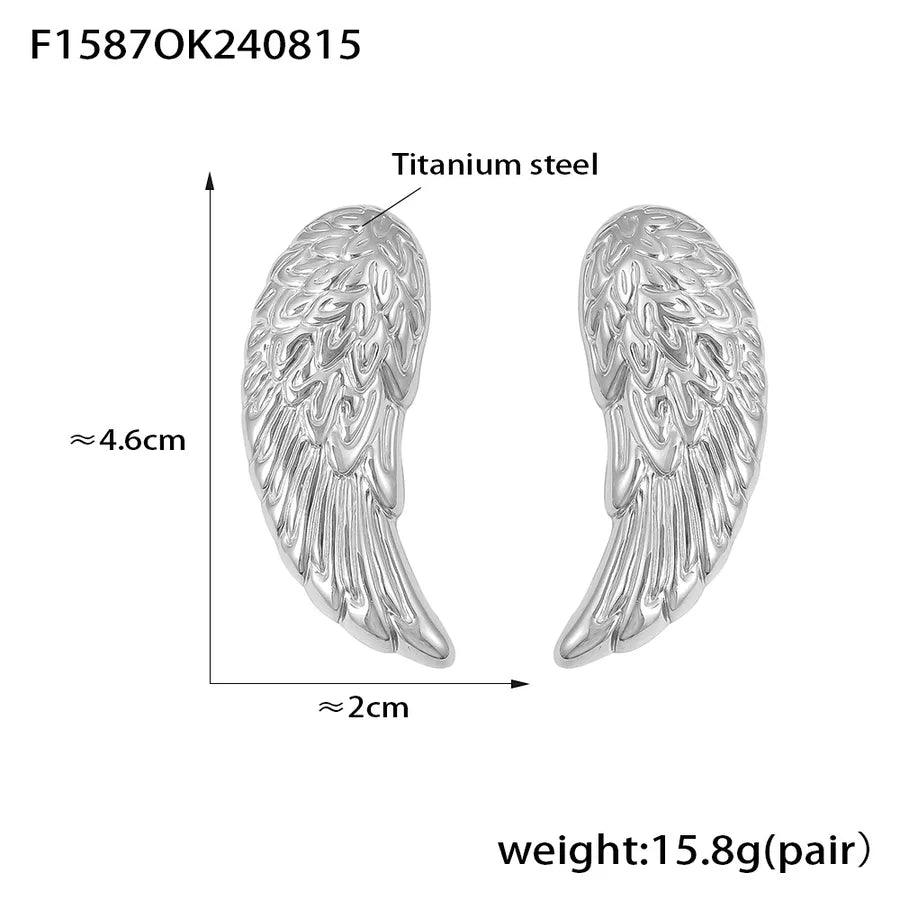 Σκουλαρίκια Φτερά Titanium Steel 18K Gold Plated Ear Studs - Lilah jewellery boutique