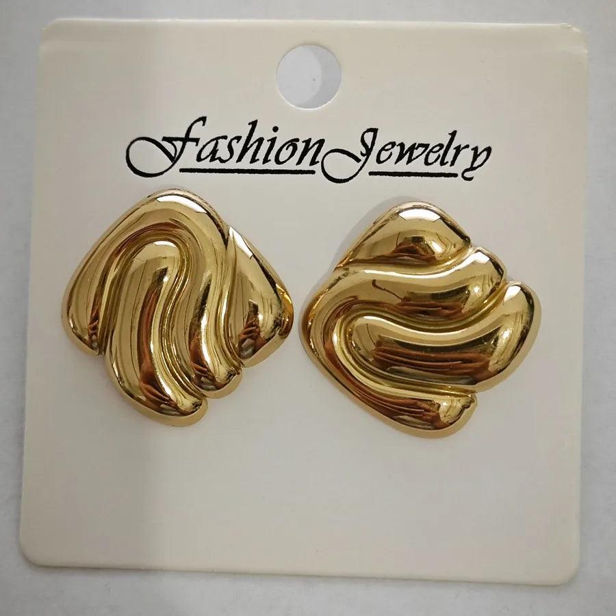 1 Pair Retro Solid Color Irregular Plating 304 Stainless Steel Ear Studs - Lilah jewellery boutique