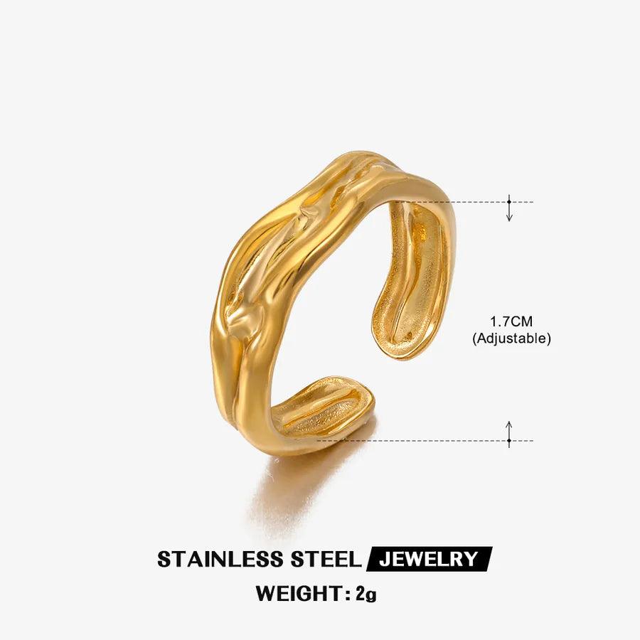 Wholesale Jewelry Hip-Hop Geometric 304 Stainless Steel 18K Gold Plated Plating Open Ring - Lilah jewellery boutique