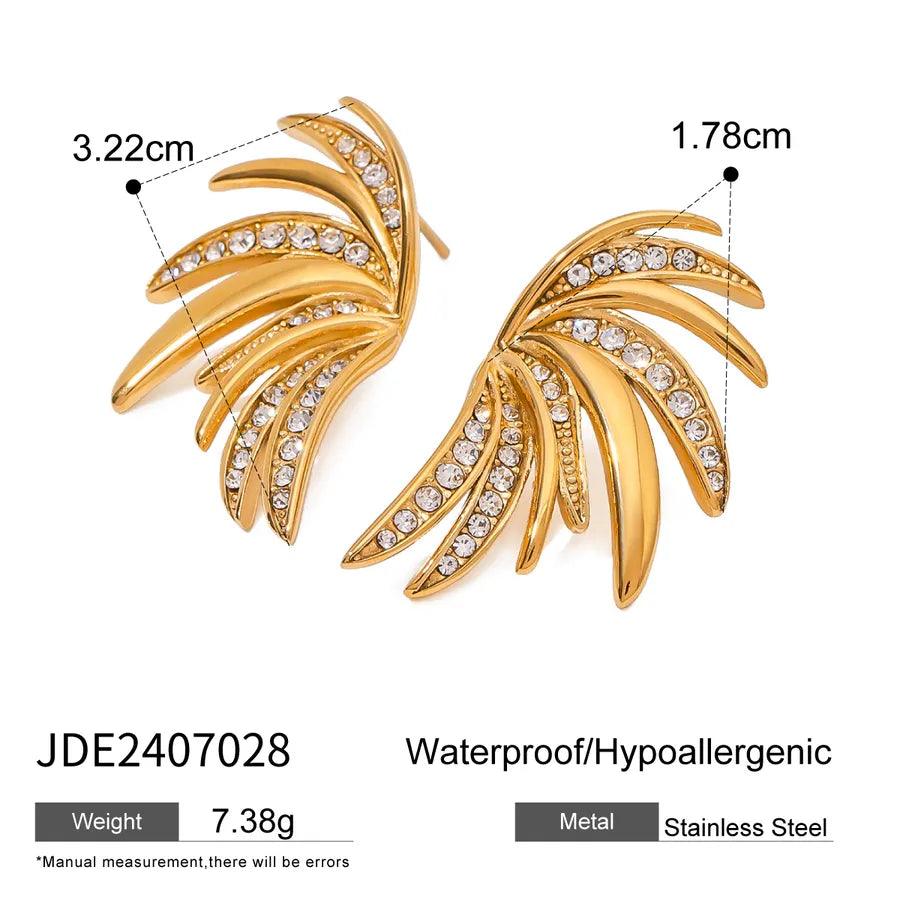 1 Pair Simple Style Classic Style Leaves Wings 304 Stainless Steel Ear Studs - Lilah jewellery boutique