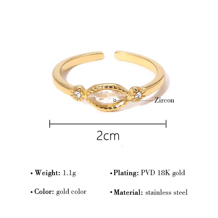 Wholesale Jewelry Fashion Solid Color 304 Stainless Steel Artificial Gemstones 14K Gold Plated Plating Inlay Open Ring - Lilah jewellery boutique