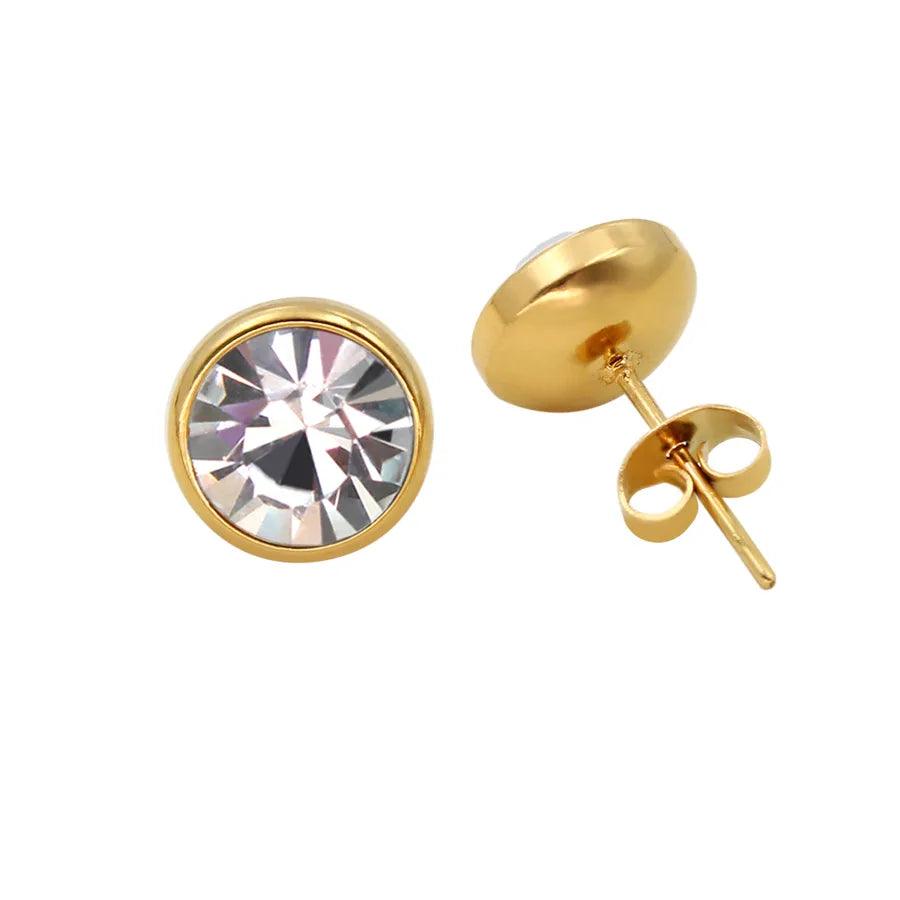 1 Pair Simple Style Round Plating Inlay 304 Stainless Steel 316 Stainless Steel Zircon 18K Gold Plated Ear Studs - Lilah jewellery boutique