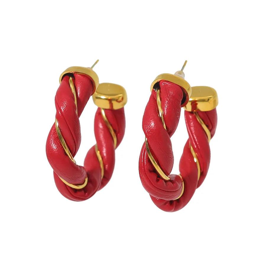1 Pair Vacation Commute IG Style C Shape Plating 304 Stainless Steel Artificial Leather Earrings - Lilah jewellery boutique