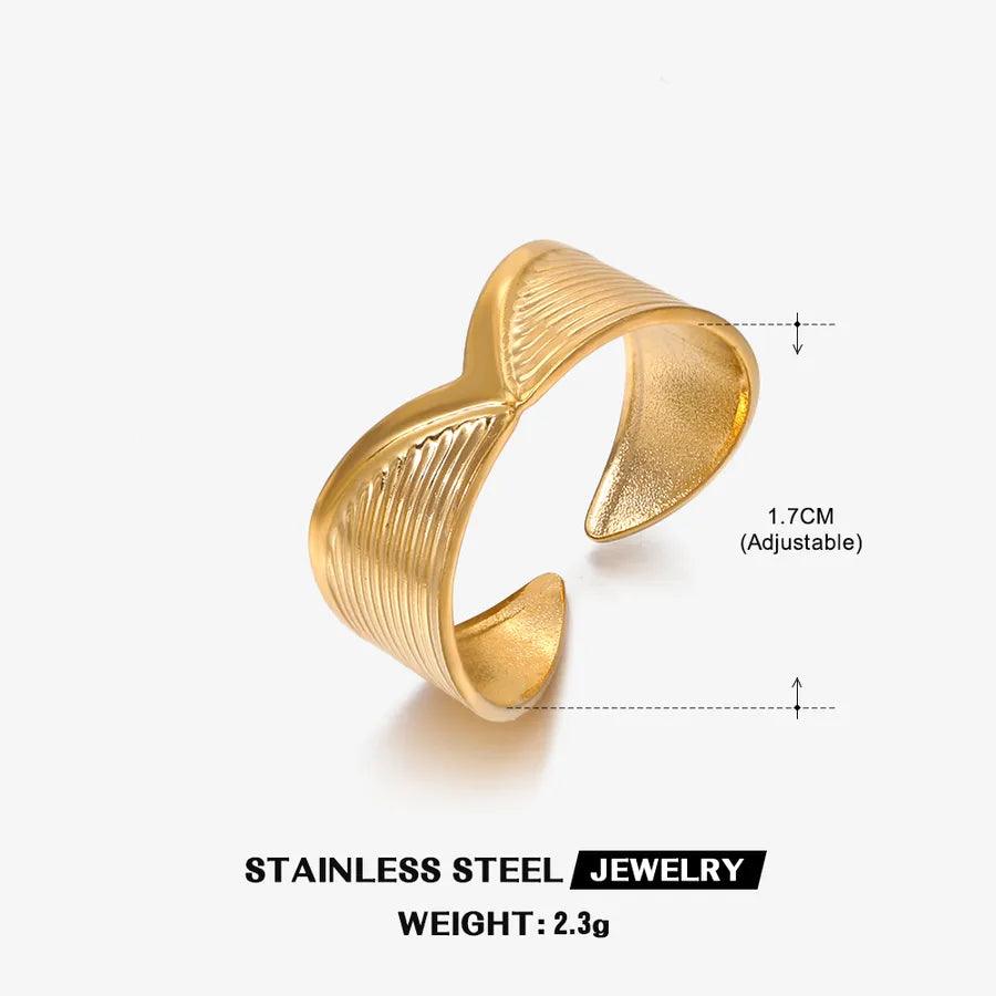 Wholesale Jewelry Hip-Hop Geometric 304 Stainless Steel 18K Gold Plated Plating Open Ring - Lilah jewellery boutique