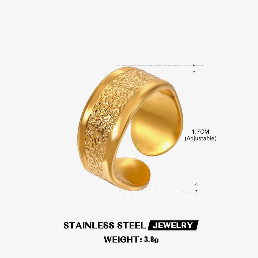 Wholesale Jewelry Hip-Hop Geometric 304 Stainless Steel 18K Gold Plated Plating Open Ring - Lilah jewellery boutique