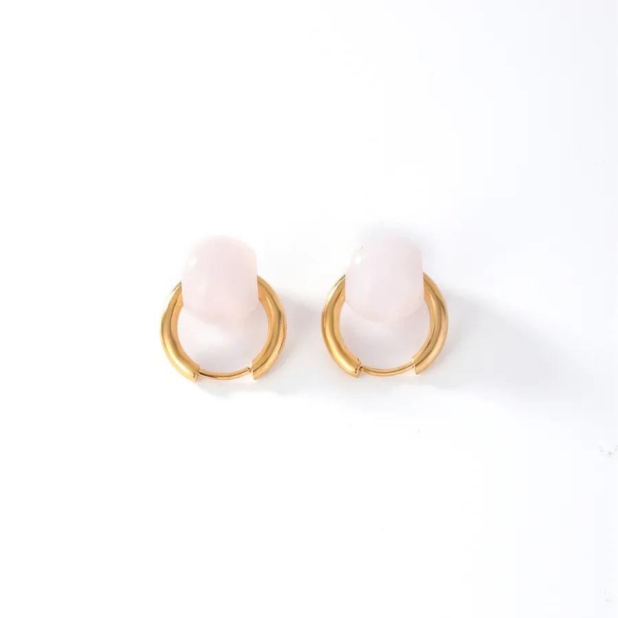 Κρικάκια με χάντρα 304 Stainless Steel natural stone K Gold Plated Earrings - Lilah jewellery boutique