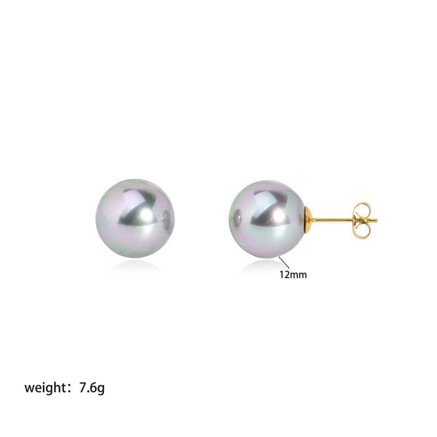 1 Pair Simple Style Ball Plating 304 Stainless Steel 18K Gold Plated Ear Studs - Lilah jewellery boutique
