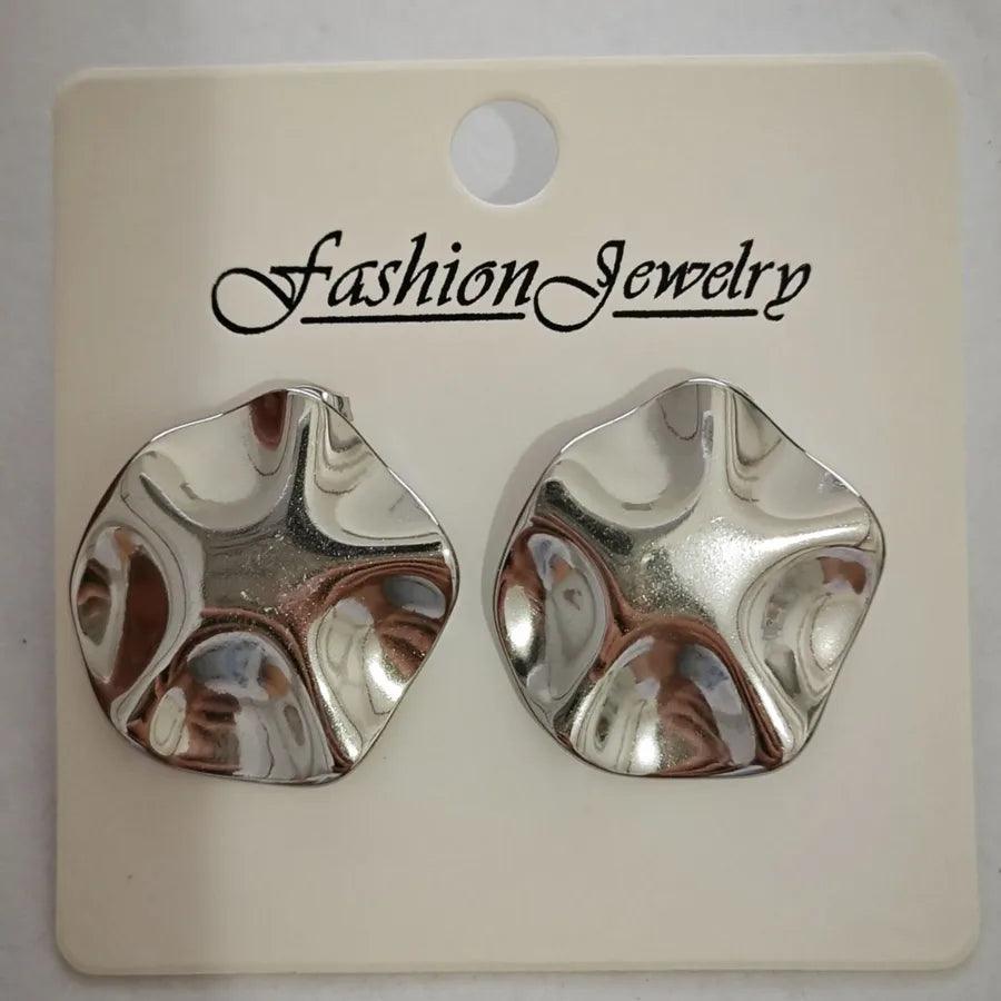 1 Pair Retro Solid Color Irregular Plating 304 Stainless Steel Ear Studs - Lilah jewellery boutique