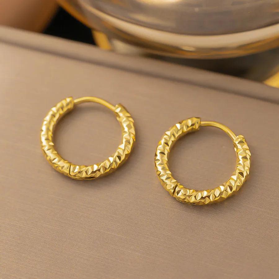 1 Pair Simple Style Geometric Round Solid Color Plating Titanium Steel Earrings Ear Studs - Lilah jewellery boutique