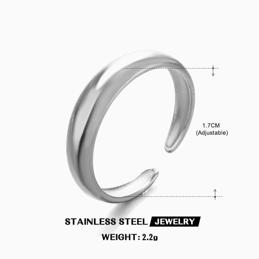304 Stainless Steel 18K Gold Plated Simple Style Solid Color Open Rings - Lilah jewellery boutique