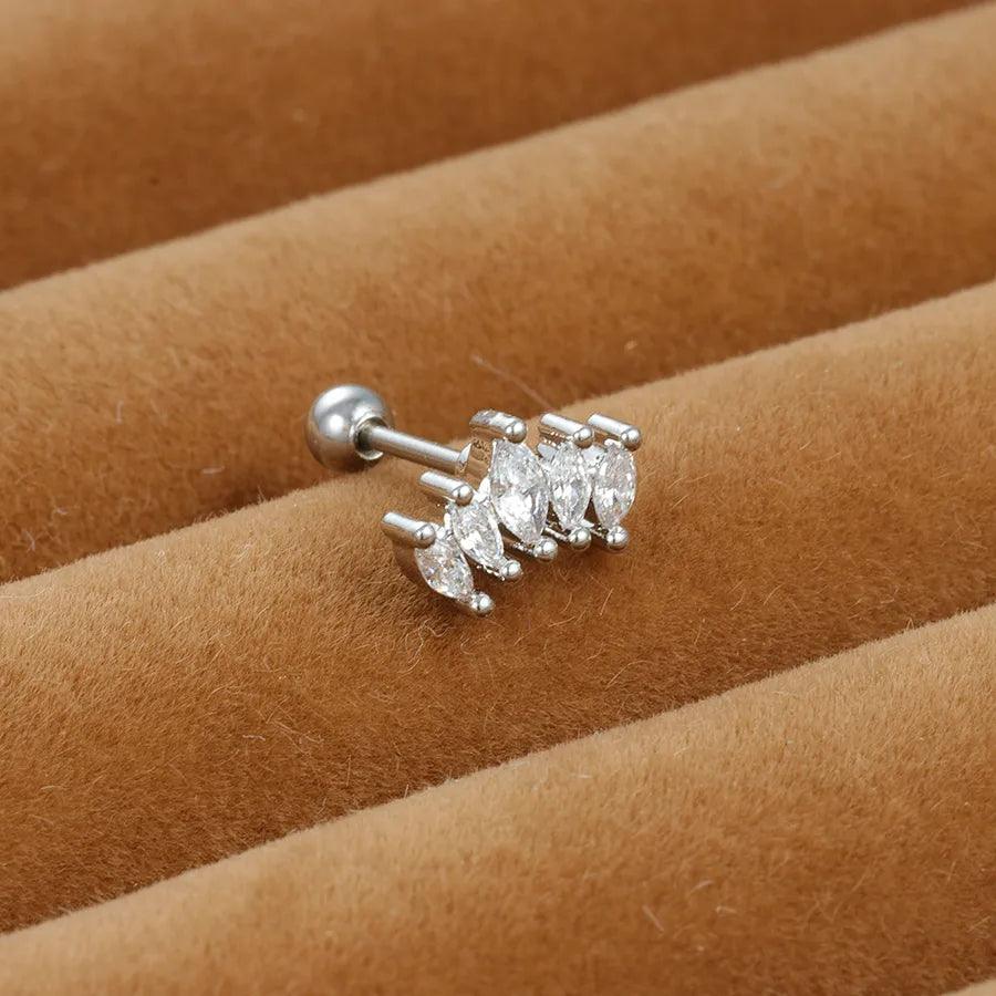 1 piece sweet simple style flower plating inlay titanium steel zircon ear studs - Lilah jewellery boutique