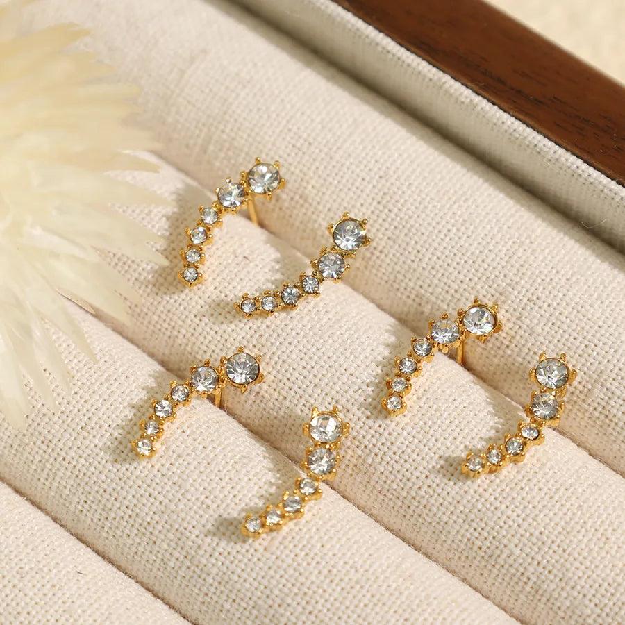 1 Pair IG Style Elegant Vintage Style Geometric Polishing Inlay 304 Stainless Steel Zircon 18K Gold Plated Ear Studs - Lilah jewellery boutique