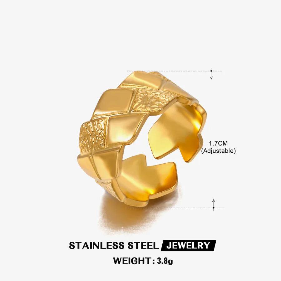 Wholesale Jewelry Hip-Hop Geometric 304 Stainless Steel 18K Gold Plated Plating Open Ring - Lilah jewellery boutique