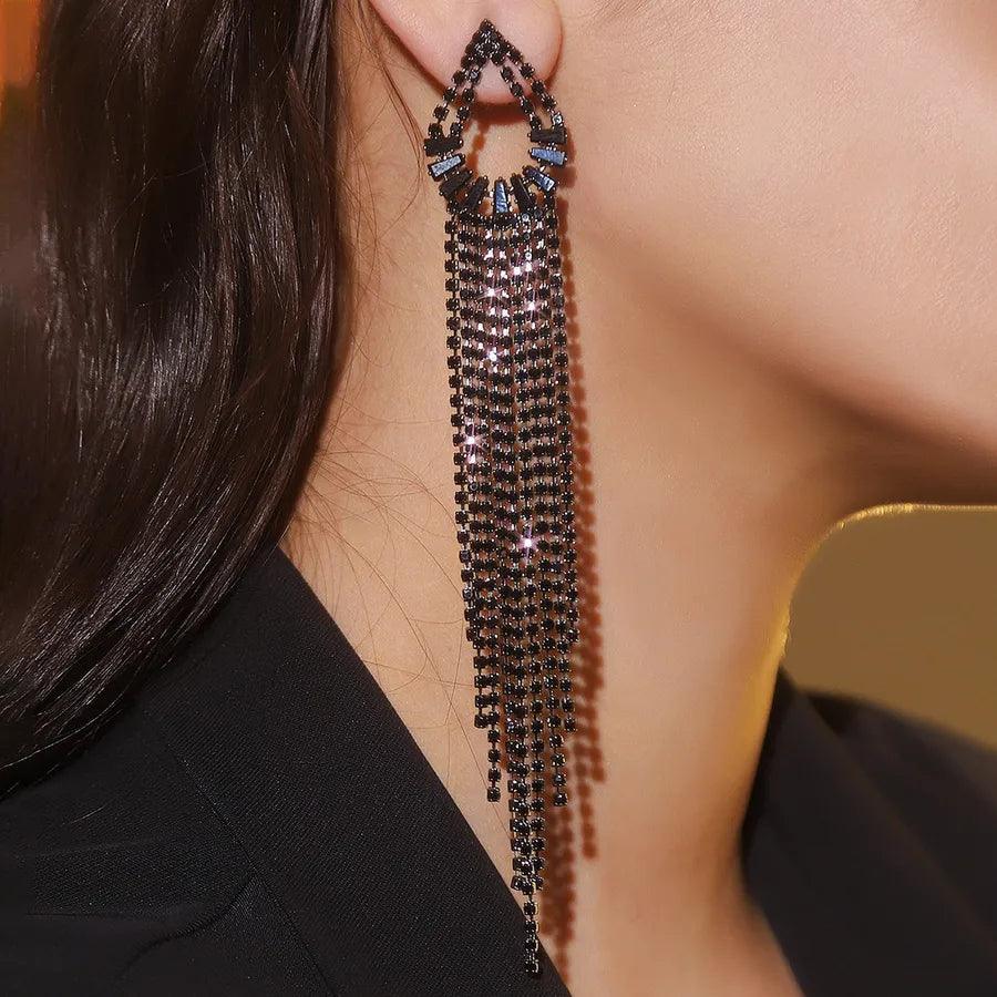 1 Pair Elegant Shiny Solid Color Inlay 304 Stainless Steel Rhinestones Drop Earrings - Lilah jewellery boutique