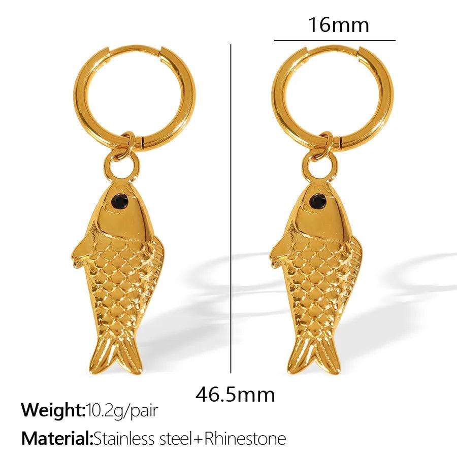 Fashion Minimalist Elegant Little Fish Earrings Titanium Steel Plated 18K Vacation Style Casual Marine Series Earrings - Lilah jewellery boutique