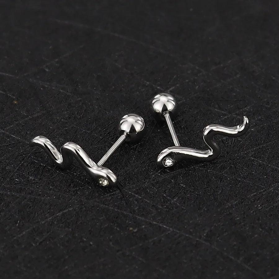1 Piece Simple Style Commute Geometric Plating Titanium Steel Ear Studs - Lilah jewellery boutique