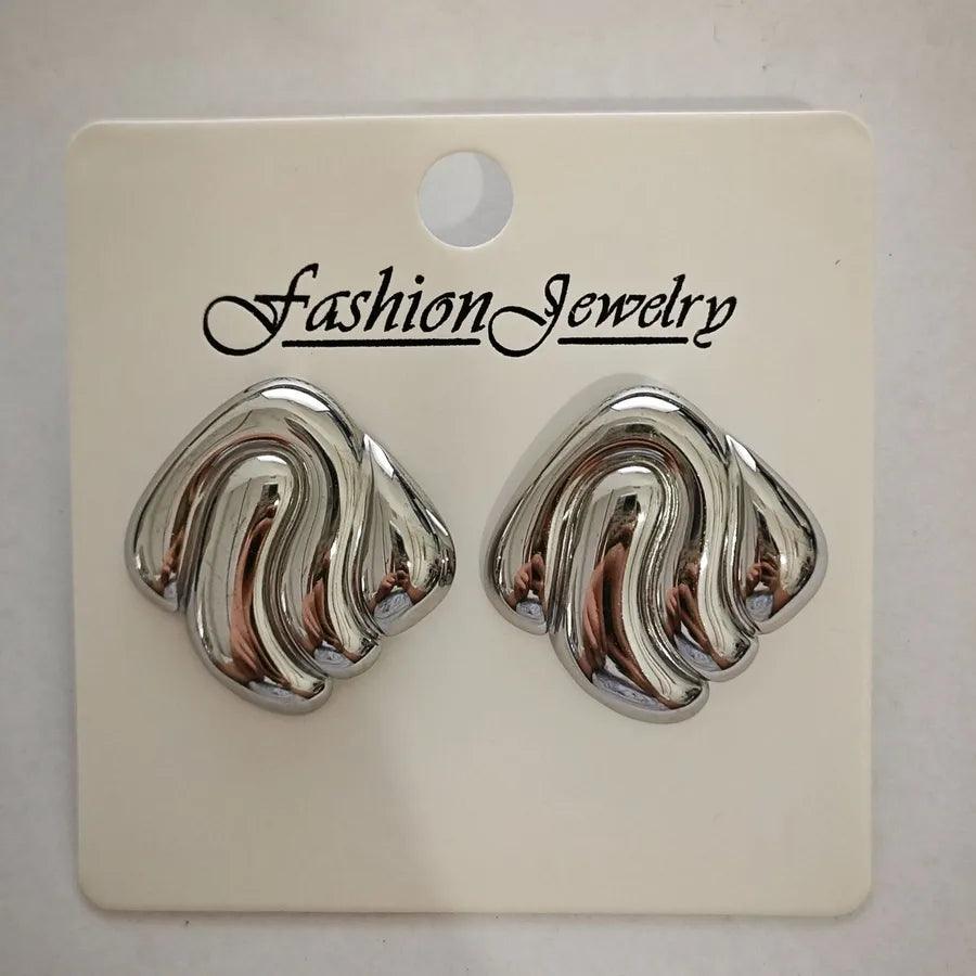 1 Pair Retro Solid Color Irregular Plating 304 Stainless Steel Ear Studs - Lilah jewellery boutique