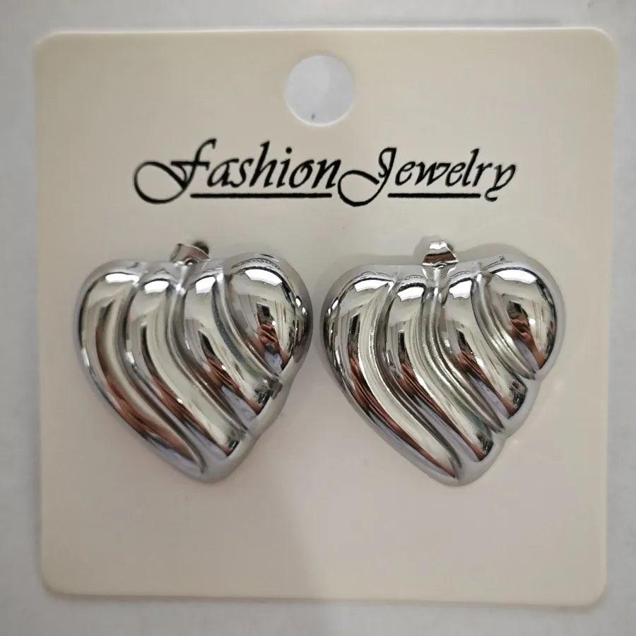 1 Pair Retro Solid Color Irregular Plating 304 Stainless Steel Ear Studs - Lilah jewellery boutique