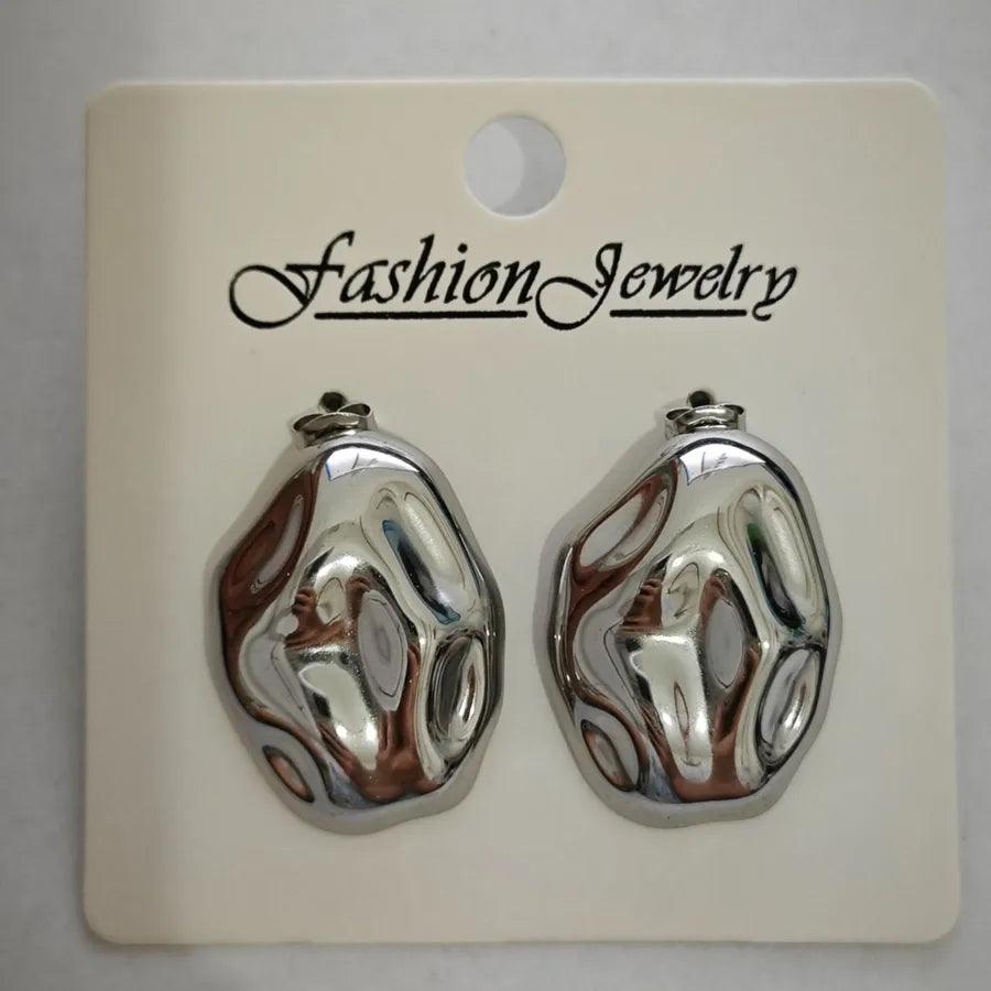 1 Pair Retro Solid Color Irregular Plating 304 Stainless Steel Ear Studs - Lilah jewellery boutique