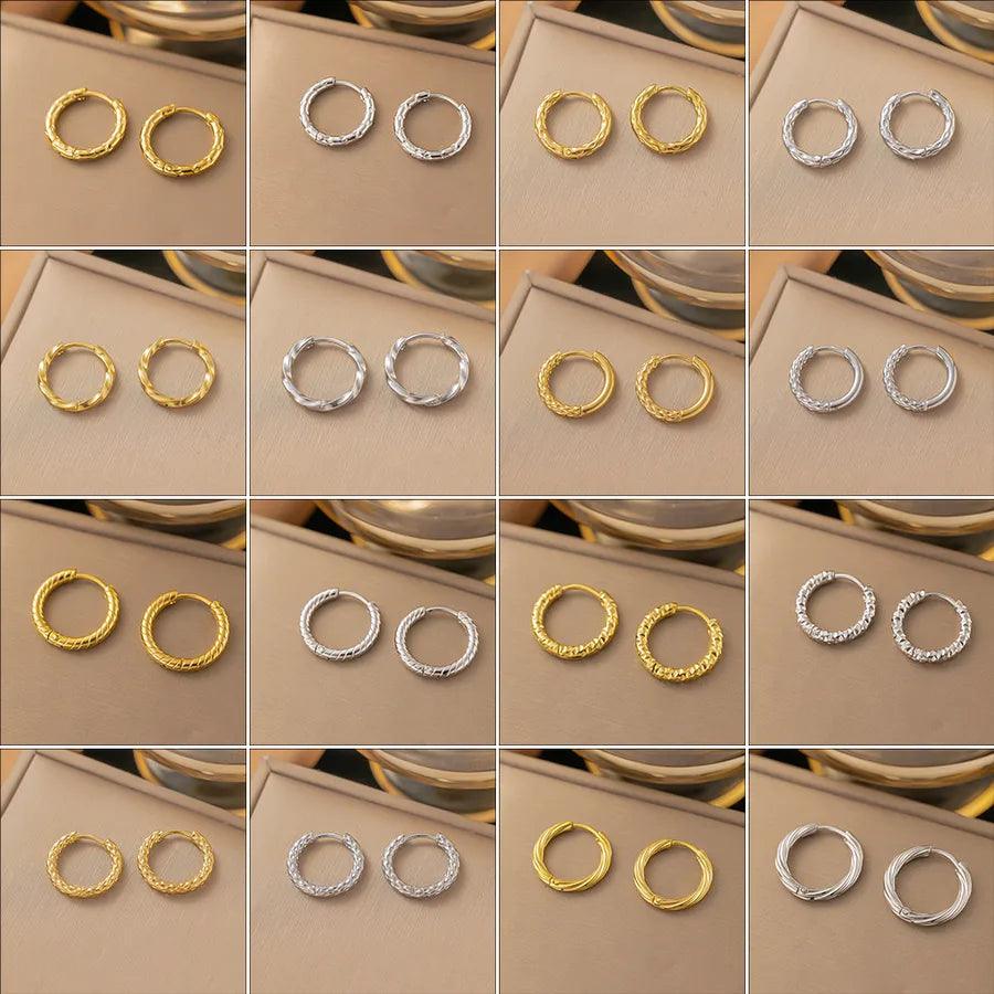 1 Pair Simple Style Geometric Round Solid Color Plating Titanium Steel Earrings Ear Studs - Lilah jewellery boutique