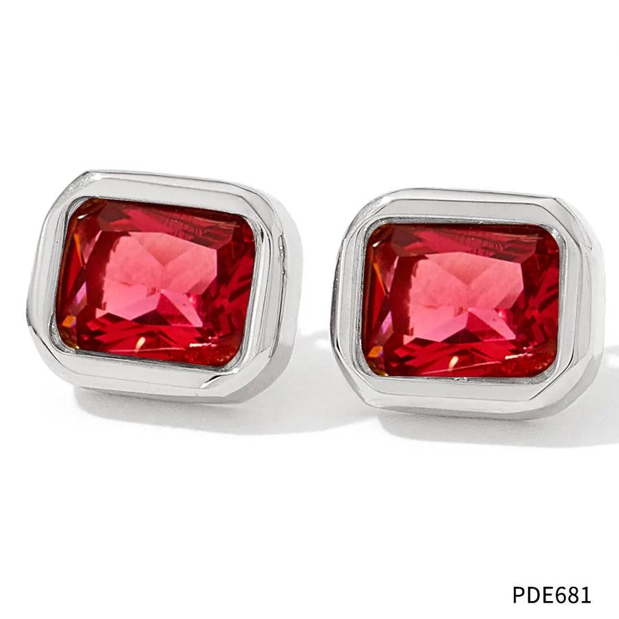 1 Pair Retro Square Plating Inlay 304 Stainless Steel Zircon 16K Gold Plated White Gold Plated Gold Plated Ear Studs - Lilah jewellery boutique