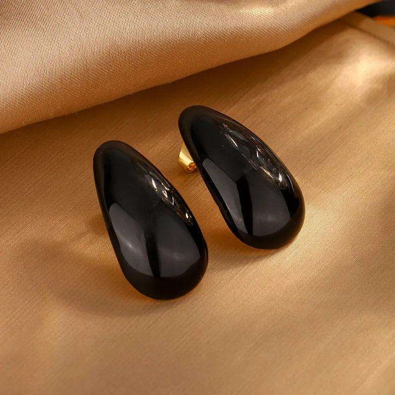 1 Pair Elegant Vintage Style Water Droplets 304 Stainless Steel Imitation Gold Ear Studs - Lilah jewellery boutique