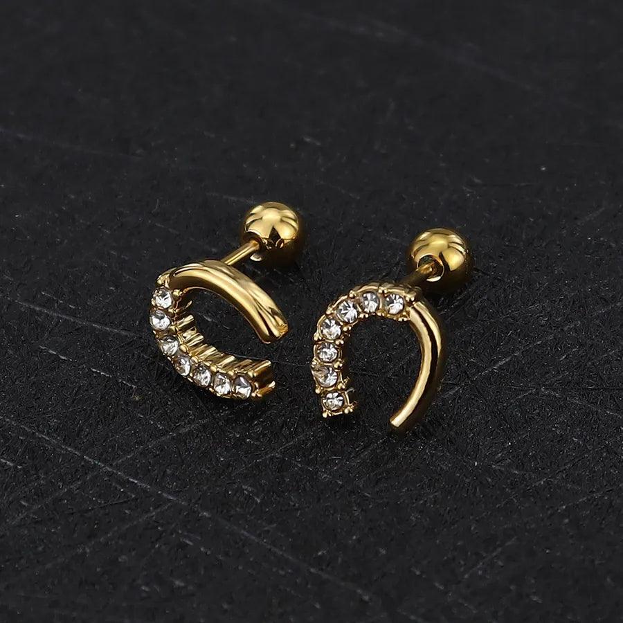1 Piece Simple Style Commute Geometric Plating Titanium Steel Ear Studs - Lilah jewellery boutique