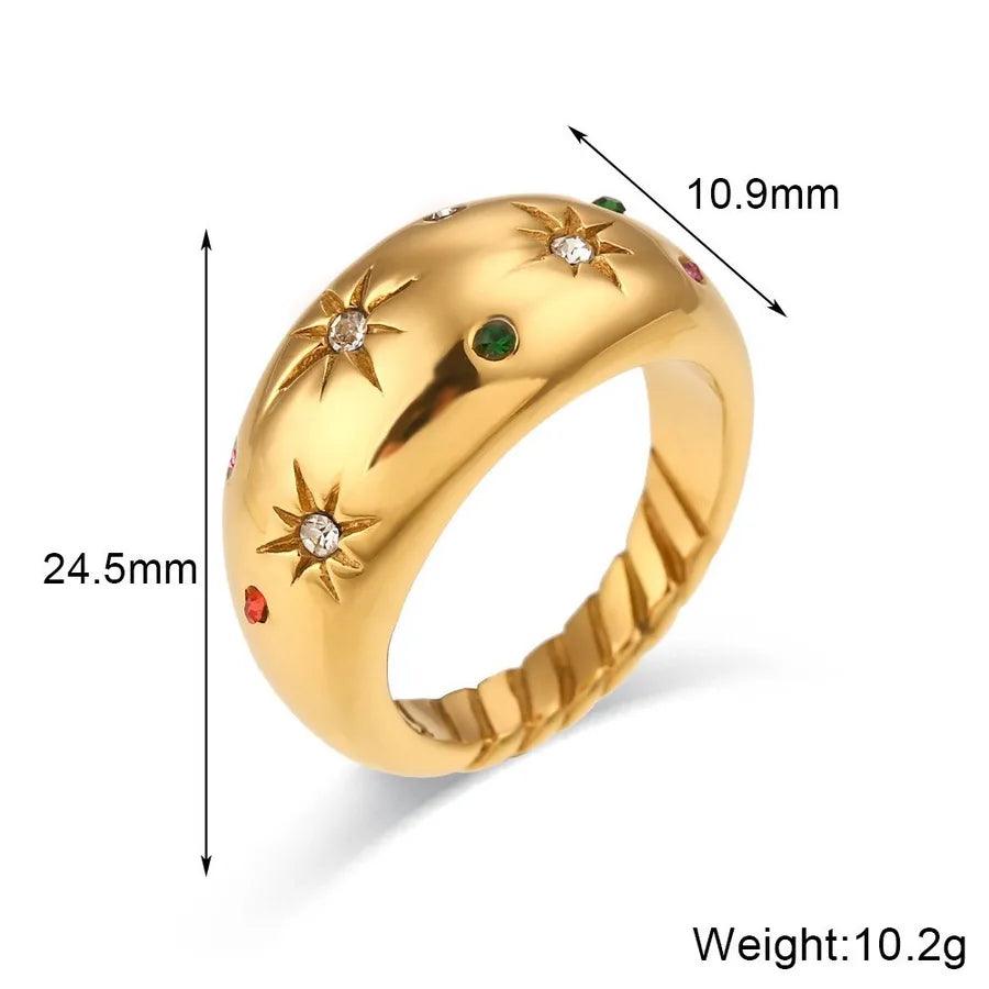 Jewelry Lady Geometric 304 Stainless Steel Zircon Plating Rings - Lilah jewellery boutique
