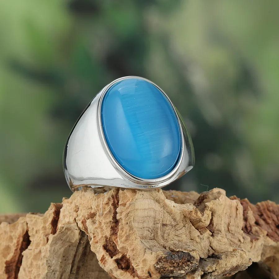 Wholesale Jewelry IG Style Retro Oval 316L Stainless Steel Gem Inlay Rings - Lilah jewellery boutique