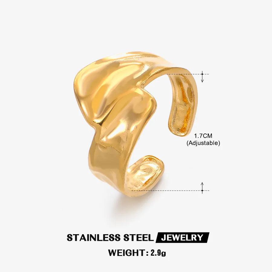 Wholesale Jewelry Hip-Hop Geometric 304 Stainless Steel 18K Gold Plated Plating Open Ring - Lilah jewellery boutique