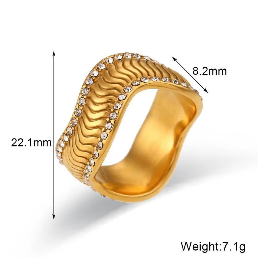 Jewelry Lady Geometric 304 Stainless Steel Zircon Plating Rings - Lilah jewellery boutique