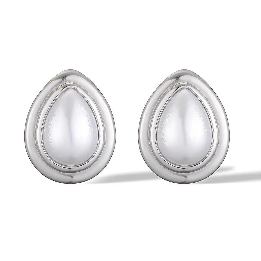 1 Pair Retro Simple Style Water Droplets Plating Inlay 304 Stainless Steel Pearl 18K Gold Plated Ear Studs - Lilah jewellery boutique