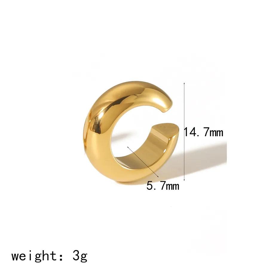 1 Piece Simple Style Classic Style C Shape Solid Color Polishing Plating 304 Stainless Steel 18K Gold Plated Ear Cuffs - Lilah jewellery boutique