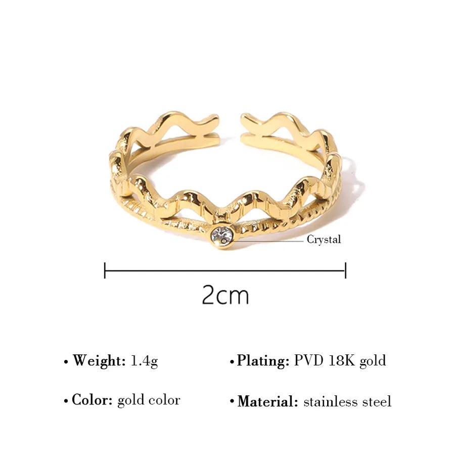 Wholesale Jewelry Fashion Solid Color 304 Stainless Steel Artificial Gemstones 14K Gold Plated Plating Inlay Open Ring - Lilah jewellery boutique