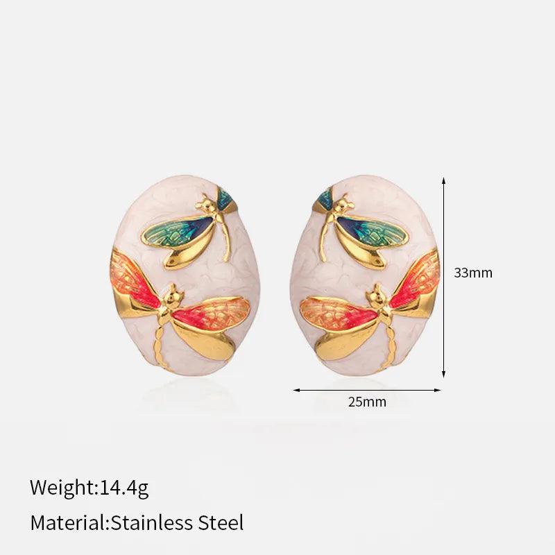 1 Pair Y2K Casual Simple Style Animal Enamel Plating 304 Stainless Steel Ear Studs - Lilah jewellery boutique