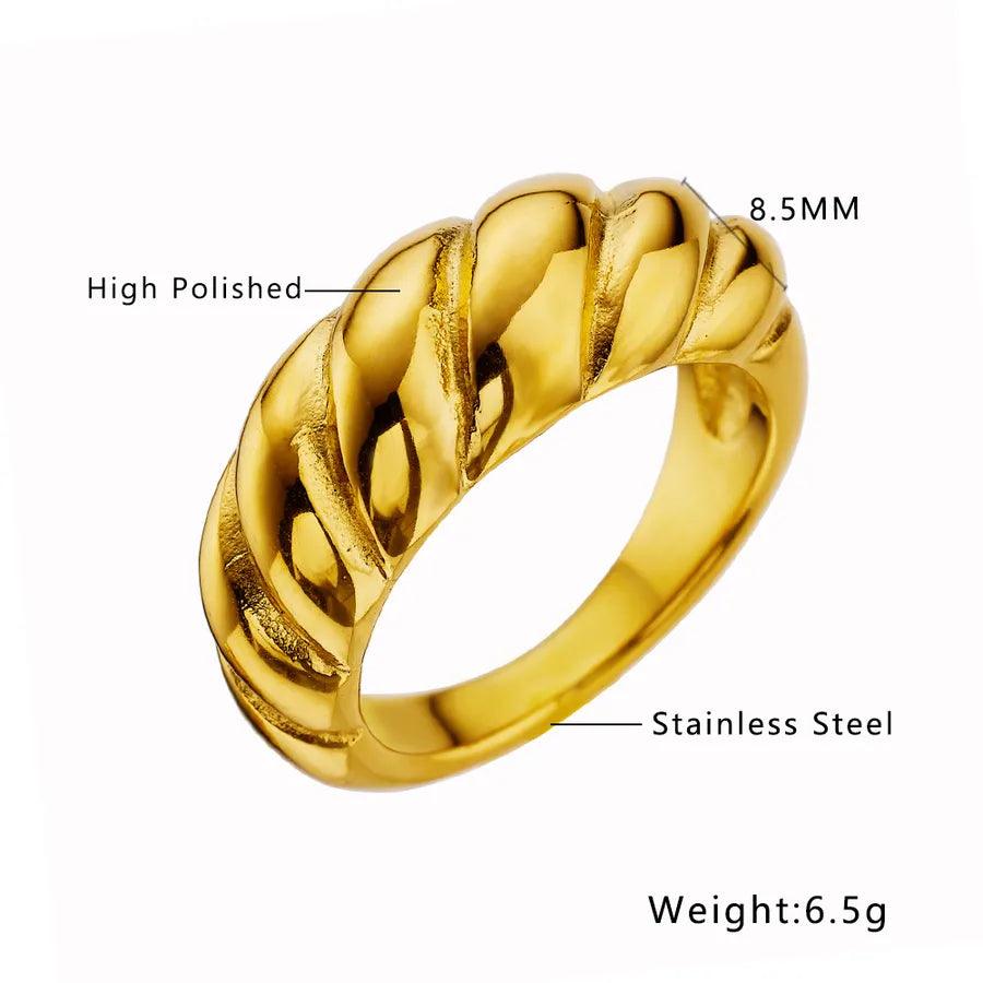 vintage style baroque style simple style oval twist stainless steel titanium steel inlay zircon rings - Lilah jewellery boutique