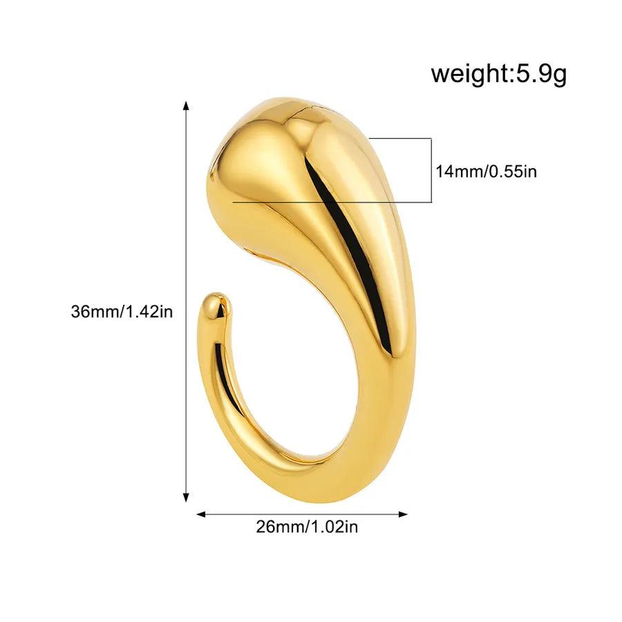 Wholesale Jewelry Simple Style Geometric Water Droplets Solid Color Titanium Steel Open Rings - Lilah jewellery boutique