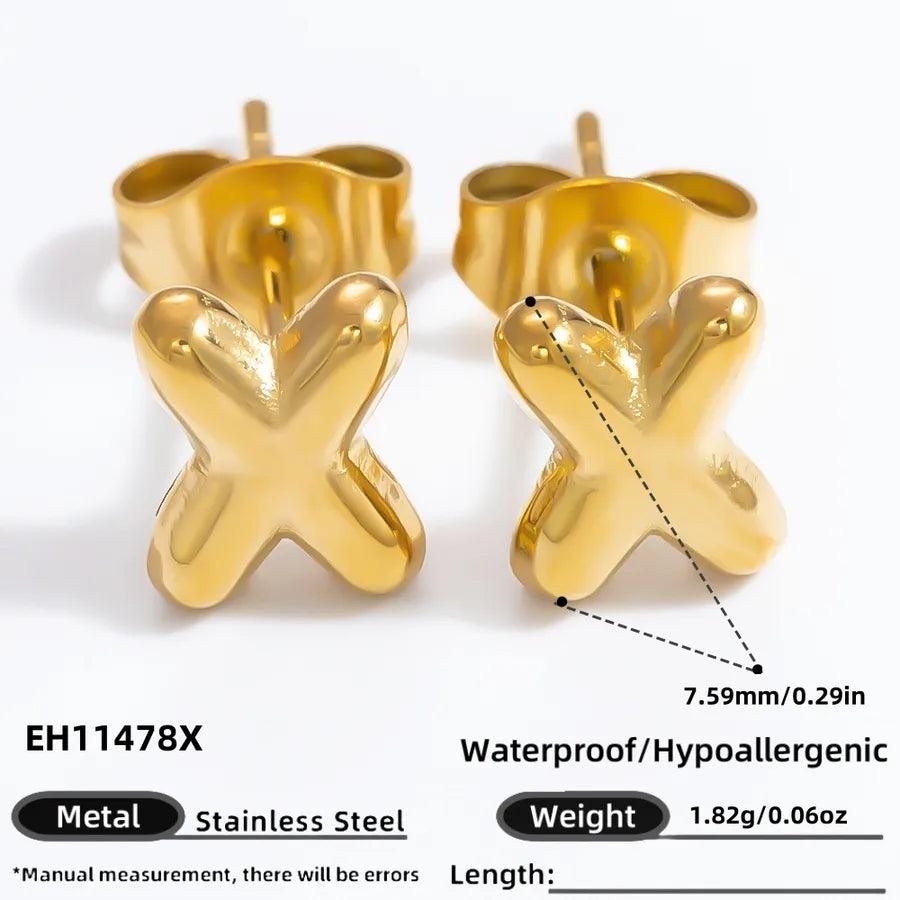 1 Pair Simple Style Letter Plating 304 Stainless Steel 18K Gold Plated Ear Studs - Lilah jewellery boutique