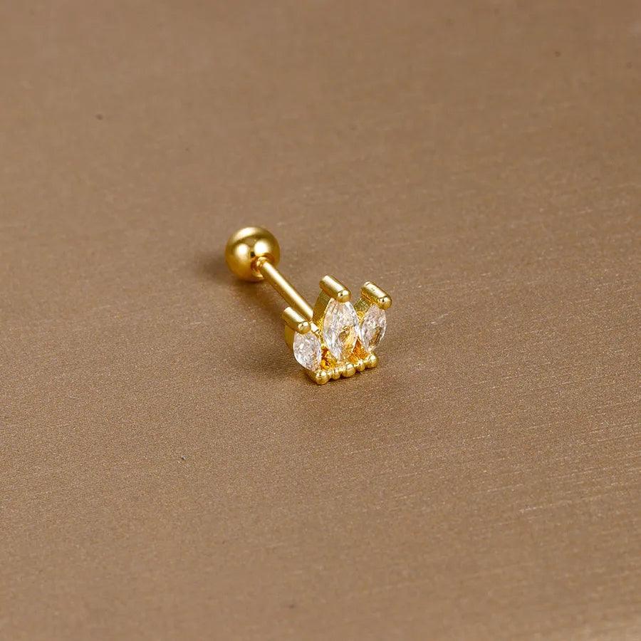1 piece sweet simple style flower plating inlay titanium steel zircon ear studs - Lilah jewellery boutique