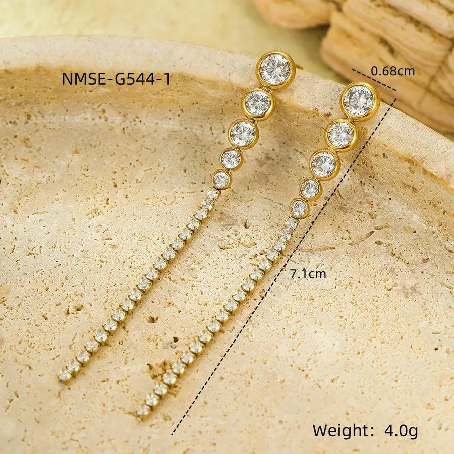 1 Pair Retro Solid Color Inlay 304 Stainless Steel Zircon Stainless Steel Earrings - Lilah jewellery boutique