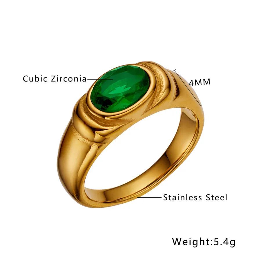 vintage style baroque style simple style oval twist stainless steel titanium steel inlay zircon rings - Lilah jewellery boutique