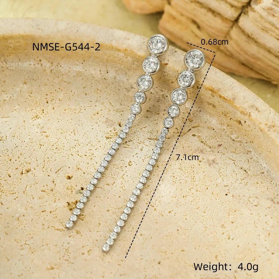1 Pair Retro Solid Color Inlay 304 Stainless Steel Zircon Stainless Steel Earrings - Lilah jewellery boutique