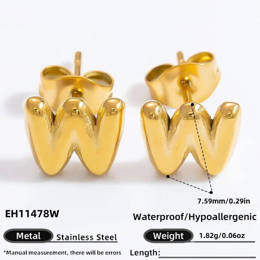 1 Pair Simple Style Letter Plating 304 Stainless Steel 18K Gold Plated Ear Studs - Lilah jewellery boutique