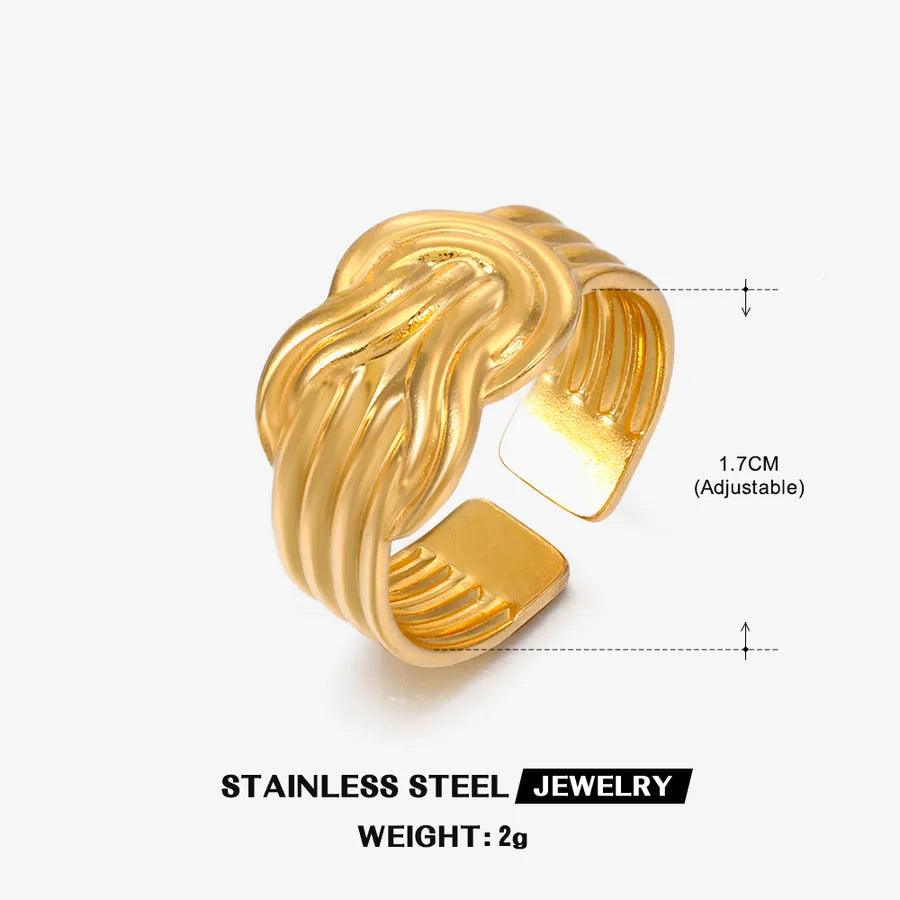 Wholesale Jewelry Hip-Hop Geometric 304 Stainless Steel 18K Gold Plated Plating Open Ring - Lilah jewellery boutique
