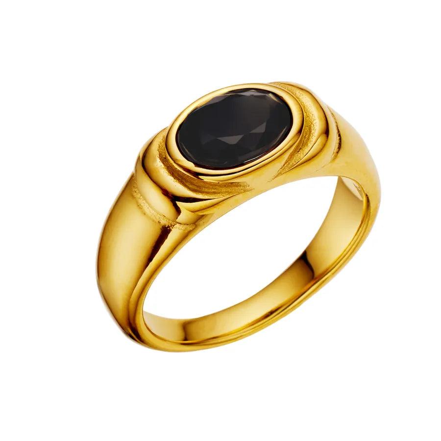 vintage style baroque style simple style oval twist stainless steel titanium steel inlay zircon rings - Lilah jewellery boutique