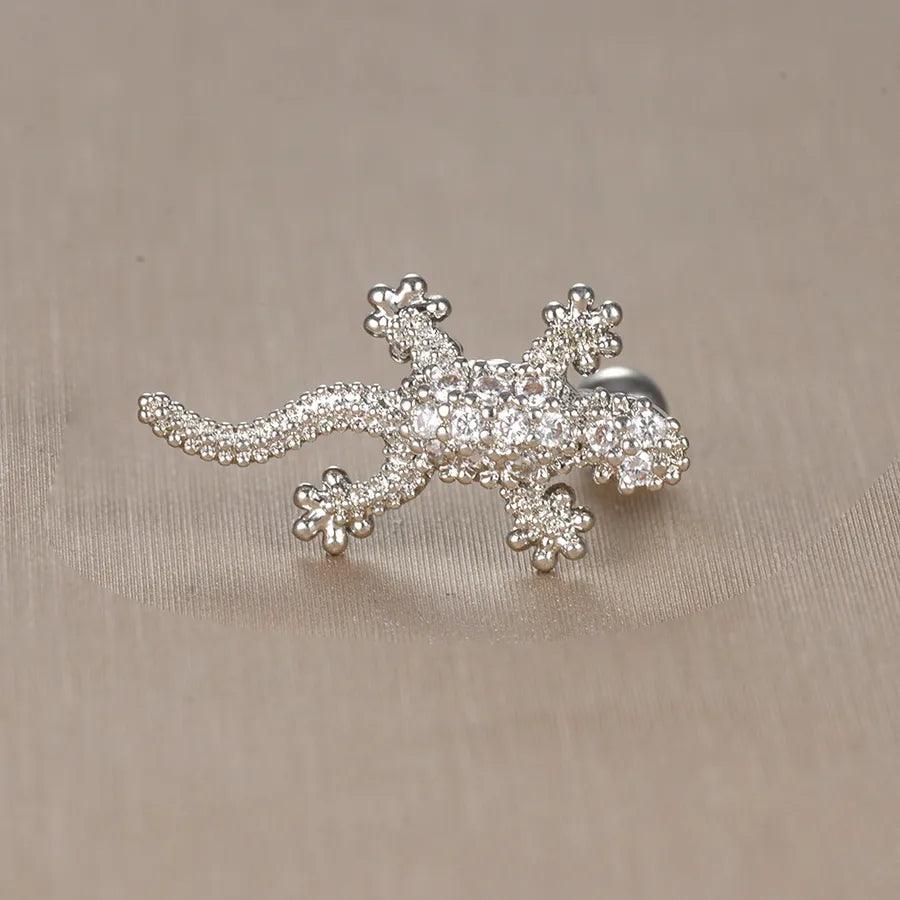 1 piece sweet simple style flower plating inlay titanium steel zircon ear studs - Lilah jewellery boutique