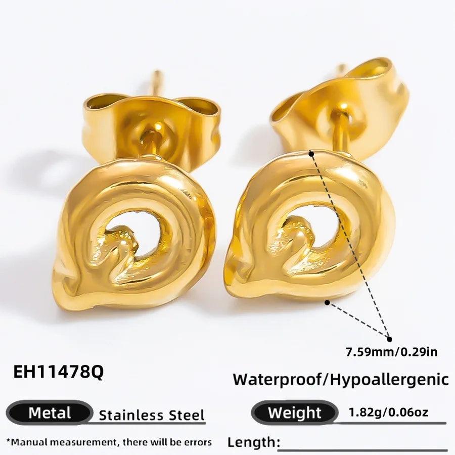 1 Pair Simple Style Letter Plating 304 Stainless Steel 18K Gold Plated Ear Studs - Lilah jewellery boutique